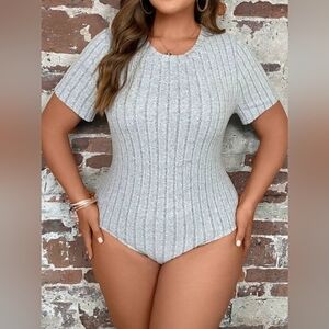 NWT Emery Rose Gray Soft Ribbed Body Suit Size 3XL